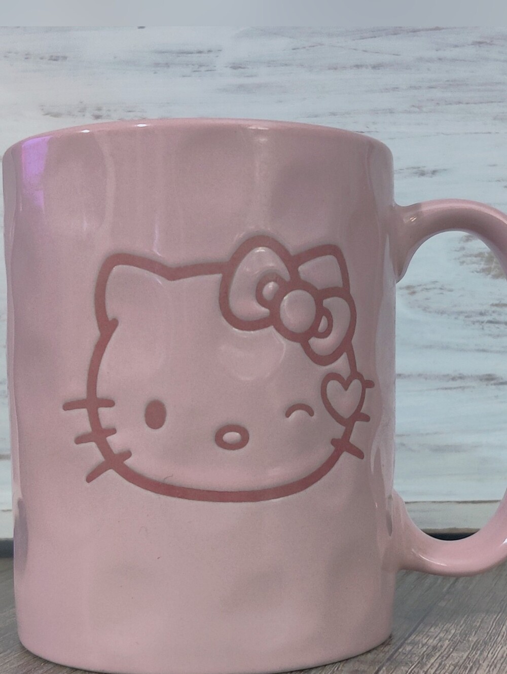 Hello Kitty Pink Ceramic Mug with Embossed Face